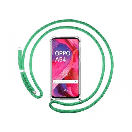 Funda Colgante Transparente para Oppo A54 5G / A74 5G con Cordon Verde Agua