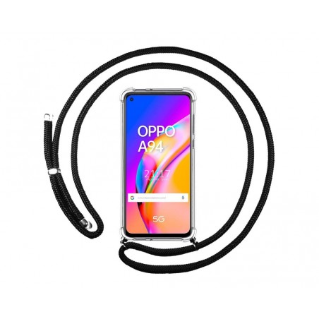 Funda Colgante Transparente para Oppo A94 5G con Cordon Negro