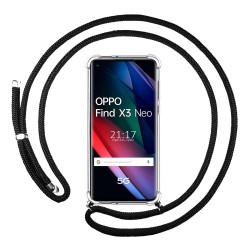 Funda Colgante Transparente para Oppo Find X3 Neo 5G con Cordon Negro