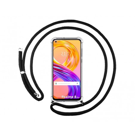 Funda Colgante Transparente para Realme 8 4G / 8 Pro con Cordon Negro