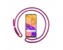 Funda Colgante Transparente para Realme 8 4G / 8 Pro con Cordon Rosa Fucsia