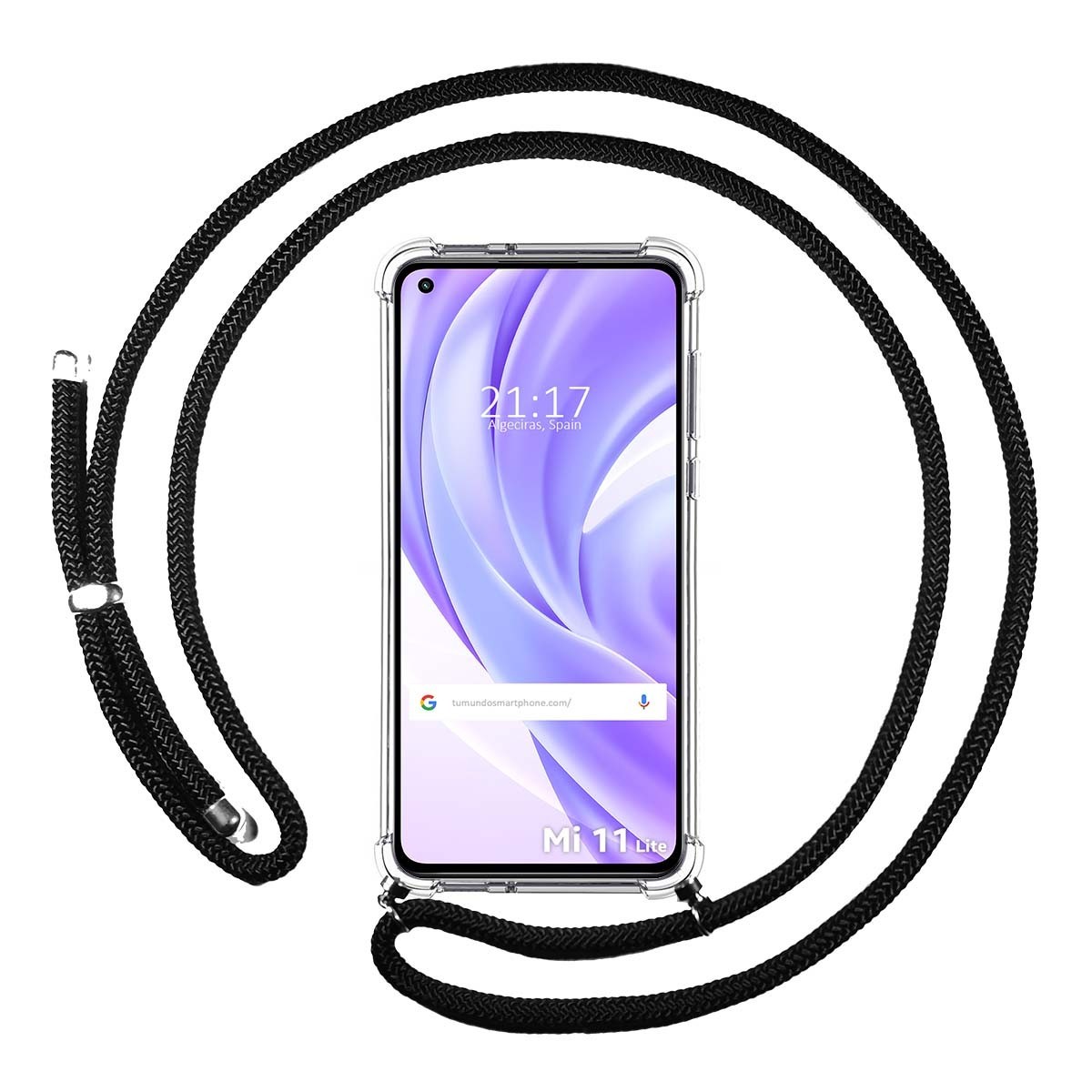 Funda Colgante Transparente para Xiaomi Mi 11 Lite 4G / 5G / 5G NE con Cordon Negro
