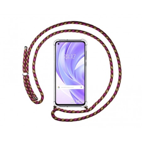 Funda Colgante Transparente para Xiaomi Mi 11 Lite 4G / 5G / 5G NE con Cordon Rosa / Dorado