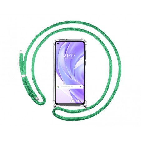 Funda Colgante Transparente para Xiaomi Mi 11 Lite 4G / 5G / 5G NE con Cordon Verde Agua