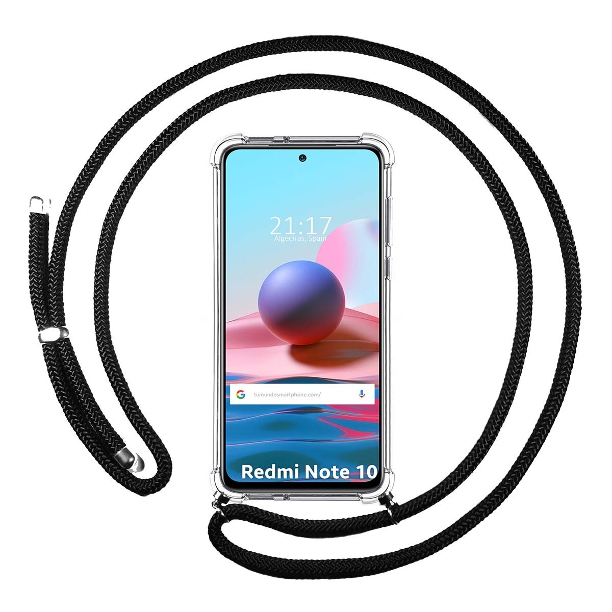 Funda Colgante Transparente para Xiaomi Redmi Note 10 / 10S con Cordon Negro