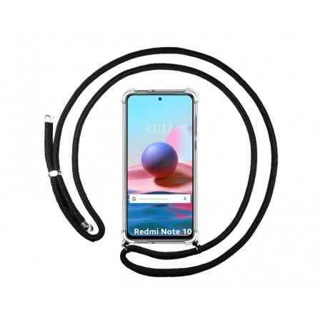 Funda Colgante Transparente para Xiaomi Redmi Note 10 / 10S con Cordon Negro