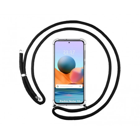 Funda Colgante Transparente para Xiaomi Redmi Note 10 Pro con Cordon Negro