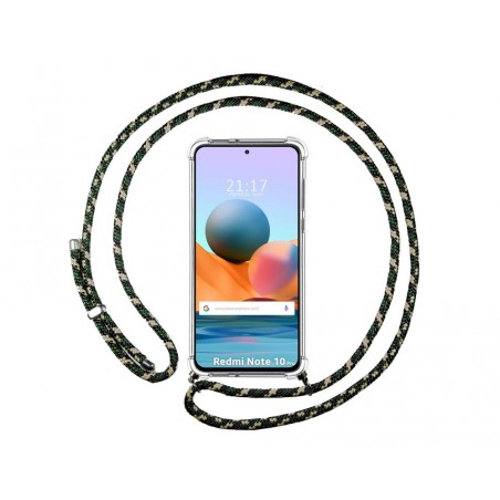 Funda Colgante Transparente para Xiaomi Redmi Note 10 Pro con Cordon Verde / Dorado