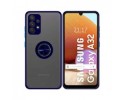 Funda Mate con Borde Azul y Anillo Giratorio 360 para Samsung Galaxy A32 4G