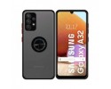 Funda Mate con Borde Negra y Anillo Giratorio 360 para Samsung Galaxy A32 4G