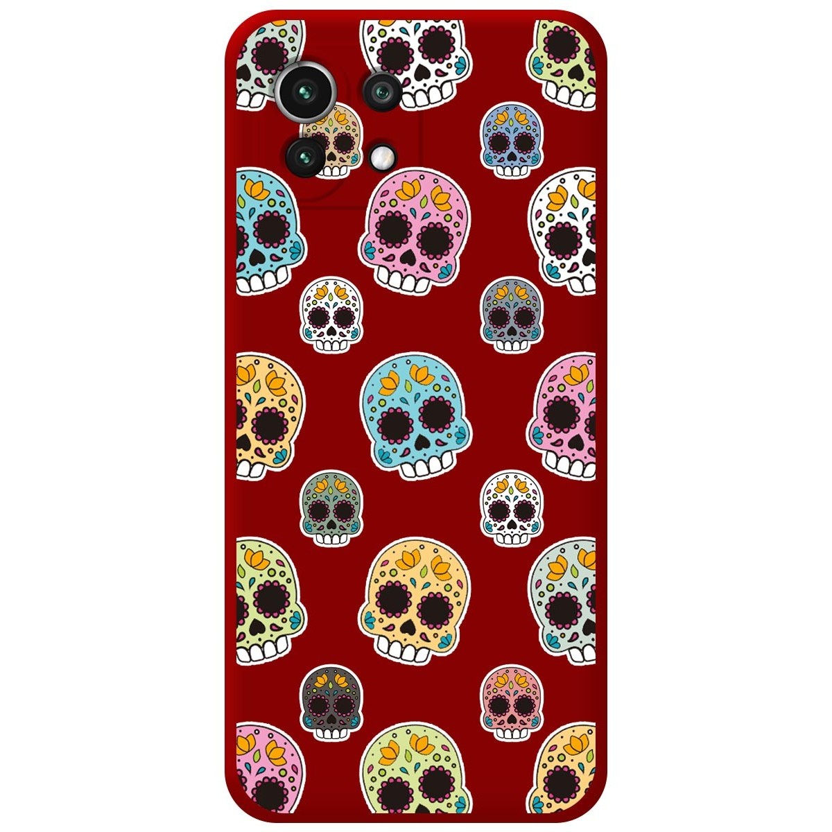 Funda Silicona Líquida Roja para Xiaomi Mi 11 Lite 4G / 5G / 5G NE diseño Catrina Dibujos