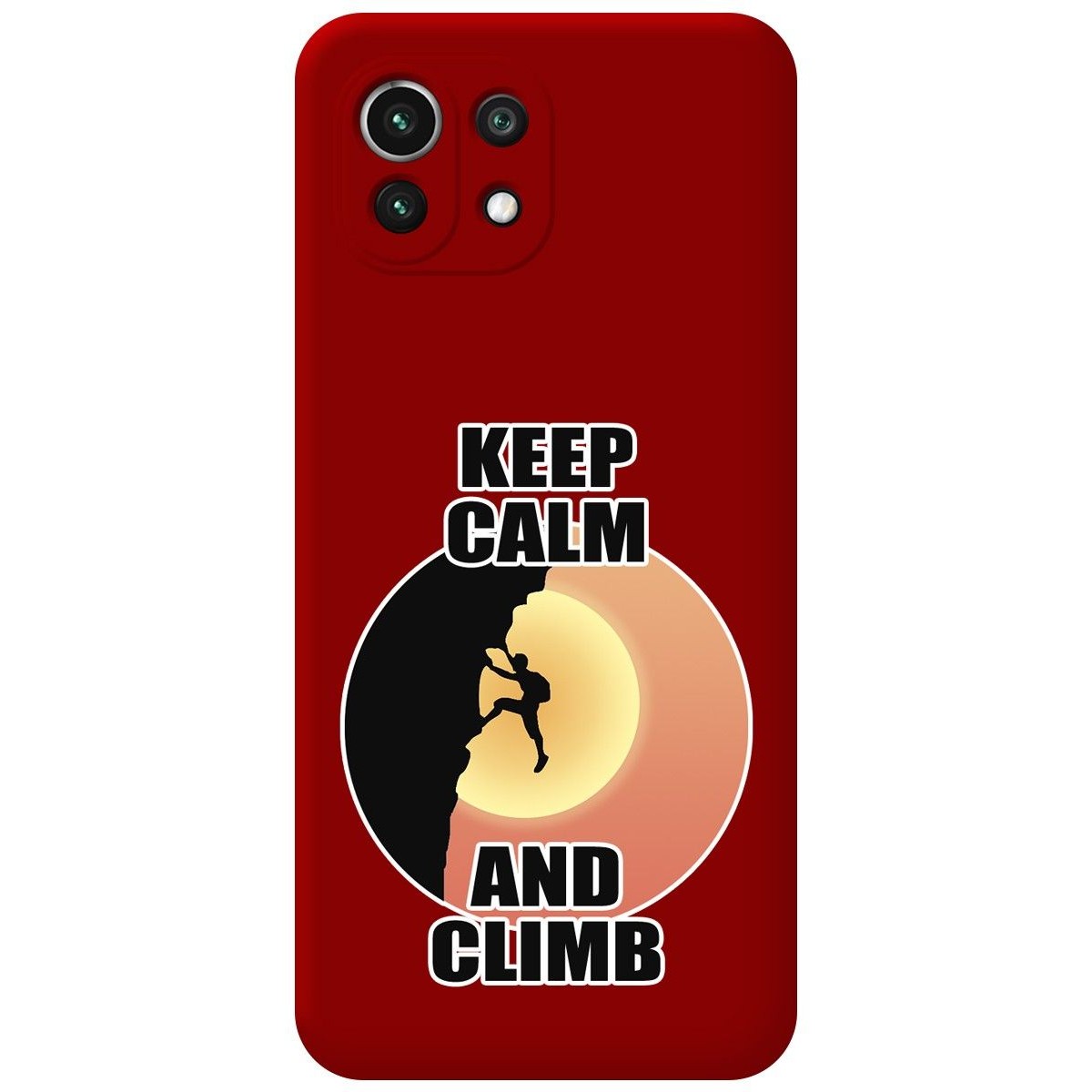 Funda Silicona Líquida Roja para Xiaomi Mi 11 Lite 4G / 5G / 5G NE diseño Hombre Escalada Dibujos