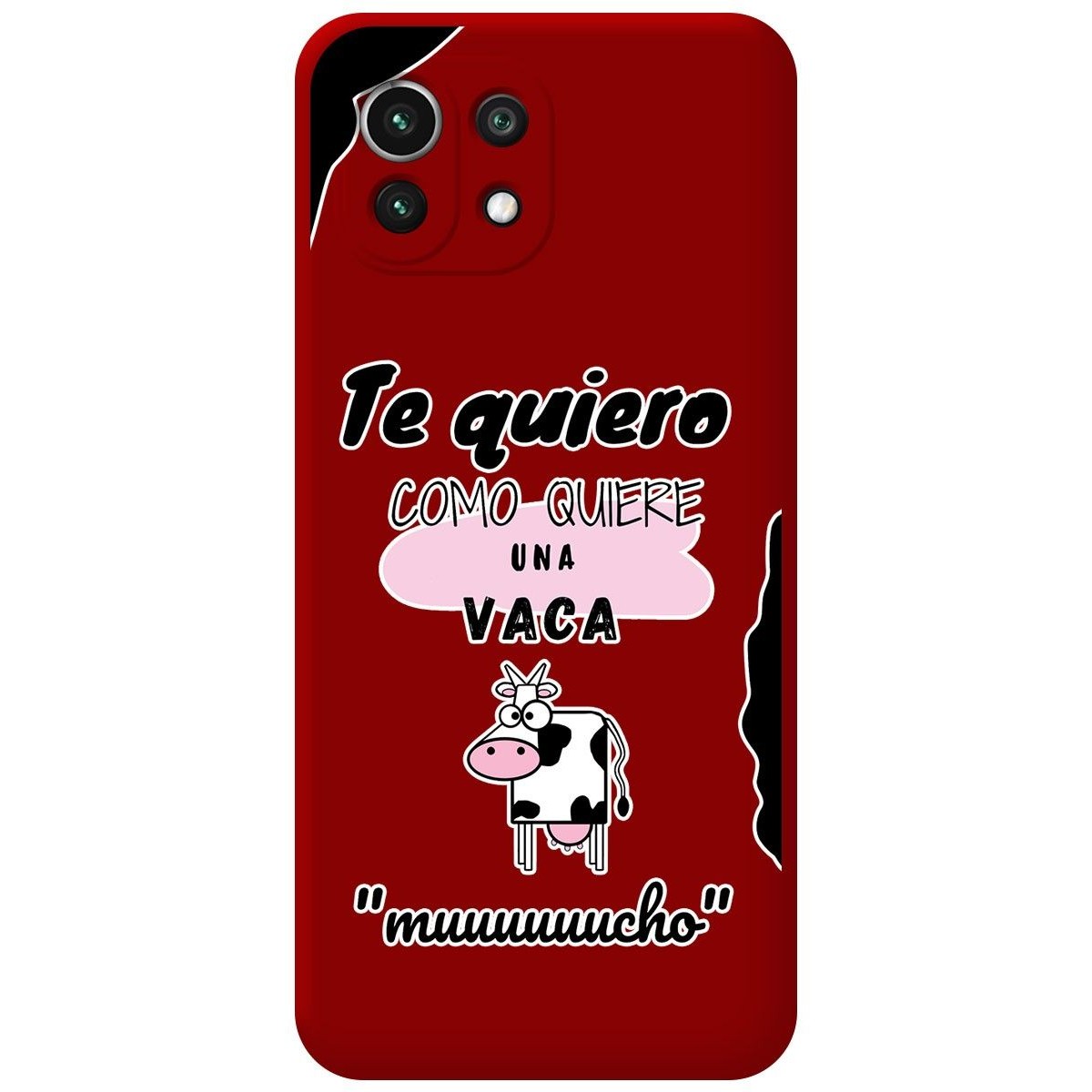 Funda Silicona Líquida Roja para Xiaomi Mi 11 Lite 4G / 5G / 5G NE diseño Vaca Dibujos