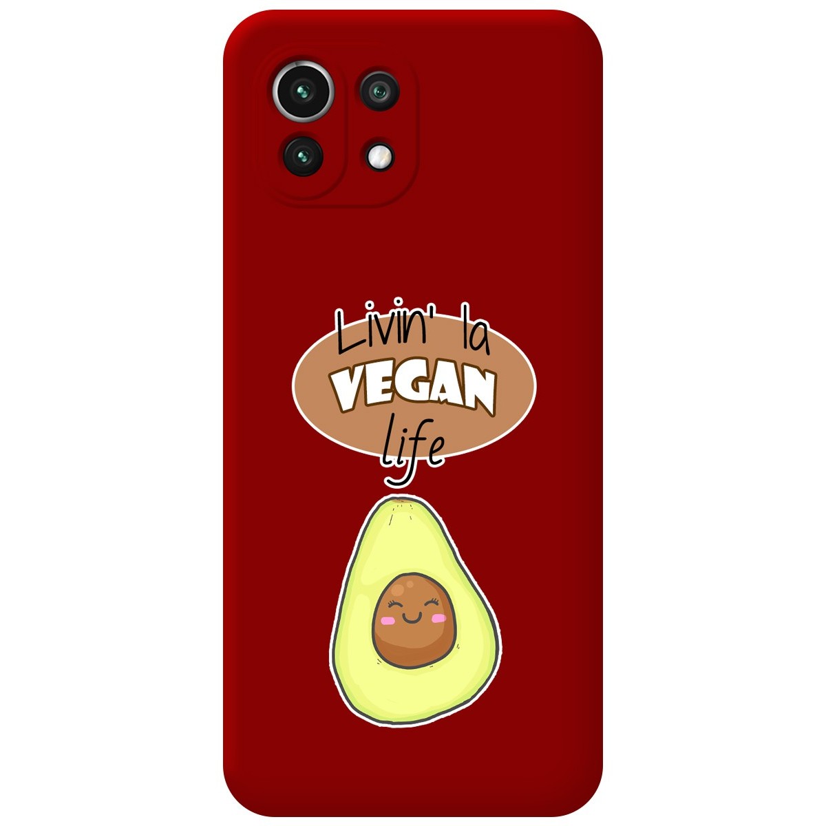 Funda Silicona Líquida Roja para Xiaomi Mi 11 Lite 4G / 5G / 5G NE diseño Vegan Life Dibujos