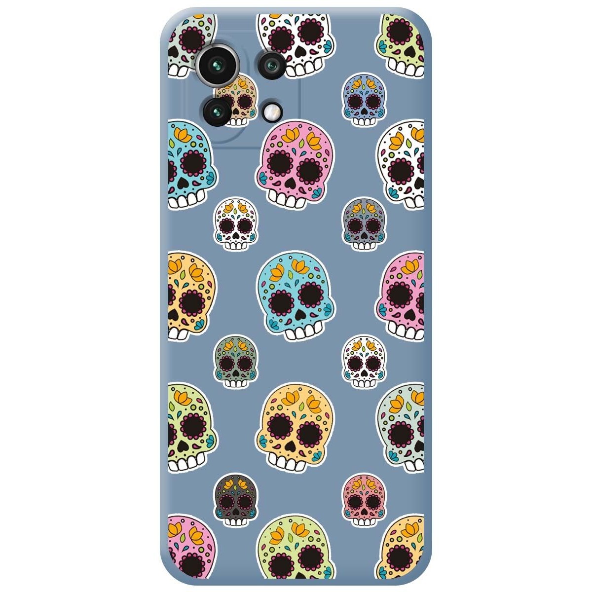 Funda Silicona Líquida Azul para Xiaomi Mi 11 Lite 4G / 5G / 5G NE diseño Catrina Dibujos
