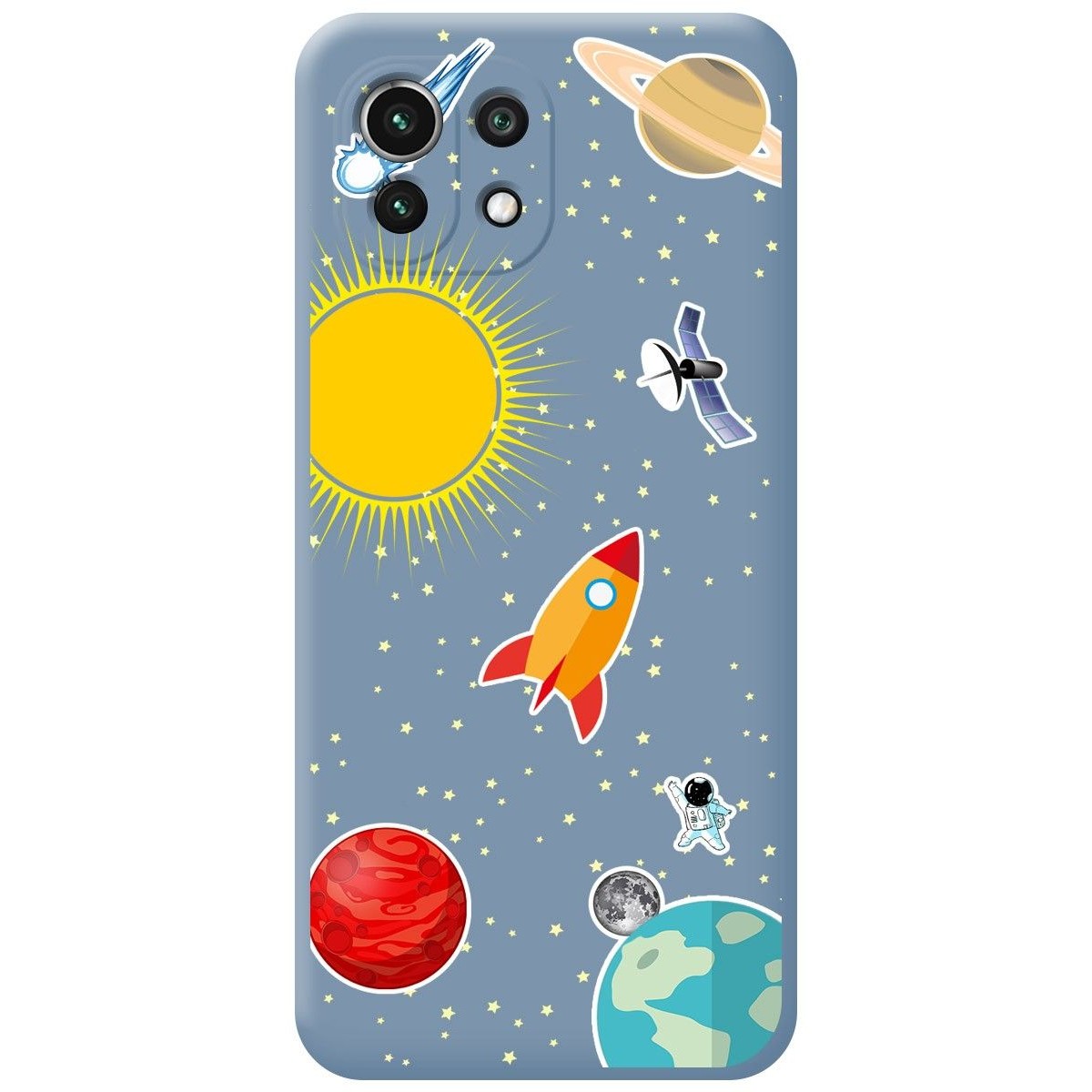 Funda Silicona Líquida Azul para Xiaomi Mi 11 Lite 4G / 5G / 5G NE diseño Espacio Dibujos