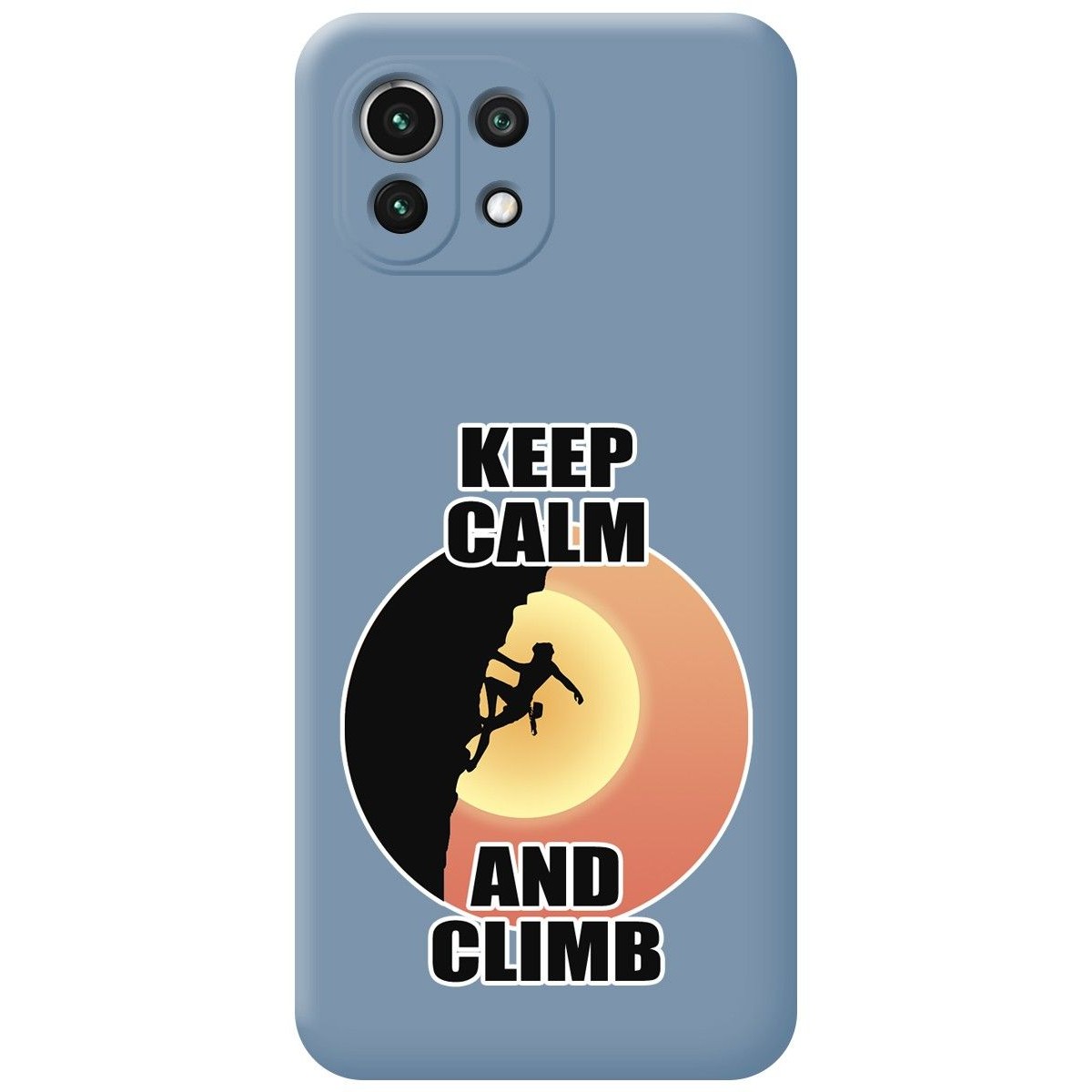 Funda Silicona Líquida Azul para Xiaomi Mi 11 Lite 4G / 5G / 5G NE diseño Mujer Escalada Dibujos