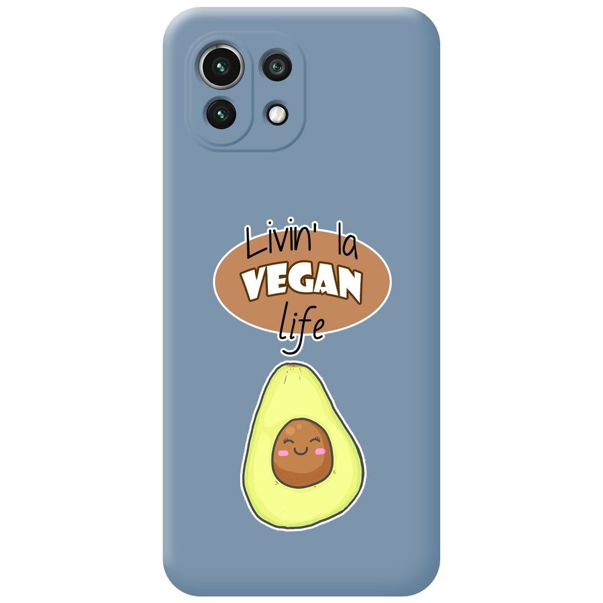 Funda Silicona Líquida Azul para Xiaomi Mi 11 Lite 4G / 5G / 5G NE diseño Vegan Life Dibujos
