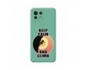 Funda Silicona Líquida Verde para Xiaomi Mi 11 Lite 4G / 5G / 5G NE diseño Mujer Escalada Dibujos