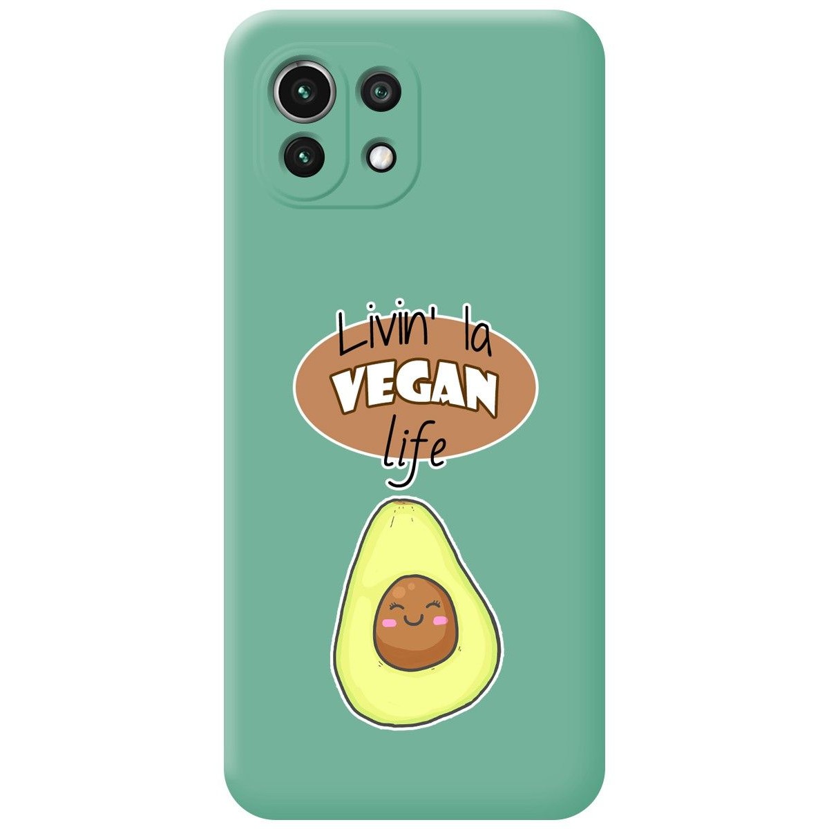 Funda Silicona Líquida Verde para Xiaomi Mi 11 Lite 4G / 5G / 5G NE diseño Vegan Life Dibujos