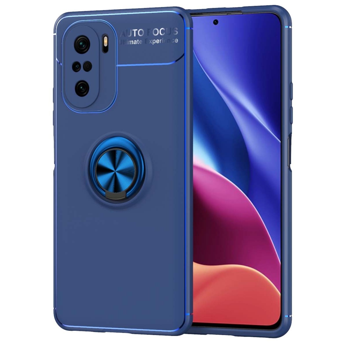Funda Magnetica Soporte con Anillo Giratorio para Xiaomi POCO F3 5G / Mi 11i 5G Azul