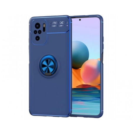 Funda Magnetica Soporte con Anillo Giratorio para Xiaomi Redmi Note 10 / 10S Azul