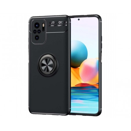 Funda Magnetica Soporte con Anillo Giratorio para Xiaomi Redmi Note 10 / 10S Negra