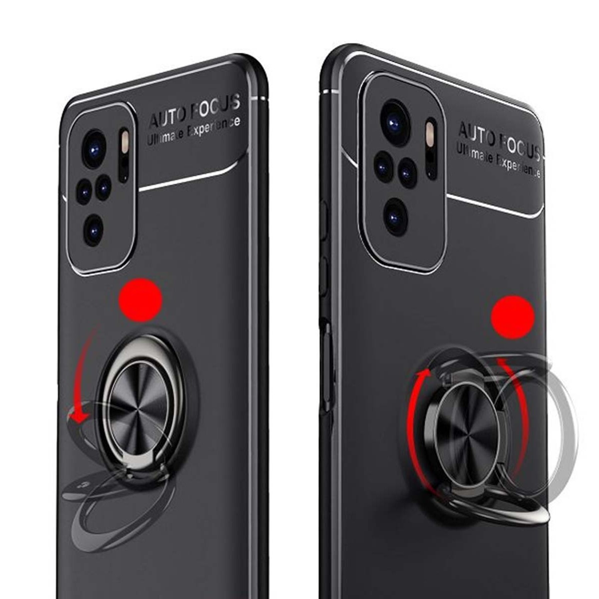 Funda Magnetica Soporte con Anillo Giratorio para Xiaomi Redmi Note 10 / 10S Roja