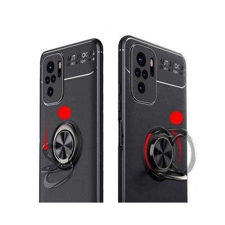 Funda Magnetica Soporte con Anillo Giratorio para Xiaomi Redmi Note 10 / 10S Roja