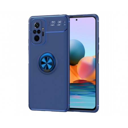 Funda Magnetica Soporte con Anillo Giratorio para Xiaomi Redmi Note 10 Pro Azul