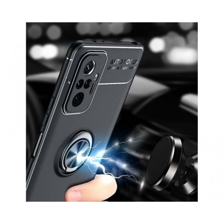 Funda Magnetica Soporte con Anillo Giratorio para Xiaomi Redmi Note 10 Pro Azul