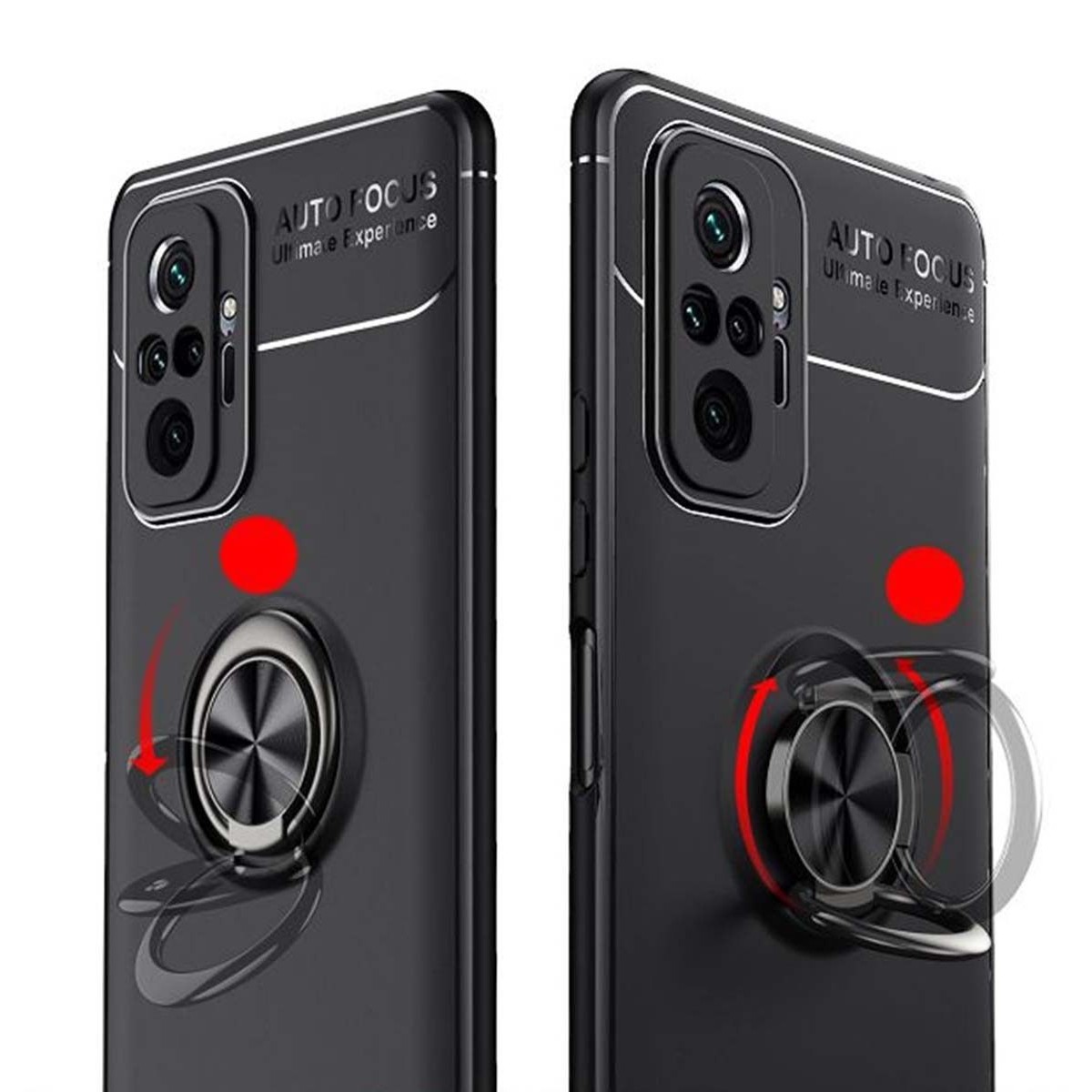 Funda Magnetica Soporte con Anillo Giratorio para Xiaomi Redmi Note 10 Pro Negra