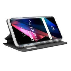 Funda Libro Soporte con Ventana para Oppo Find X3 Pro 5G color Negra 2
