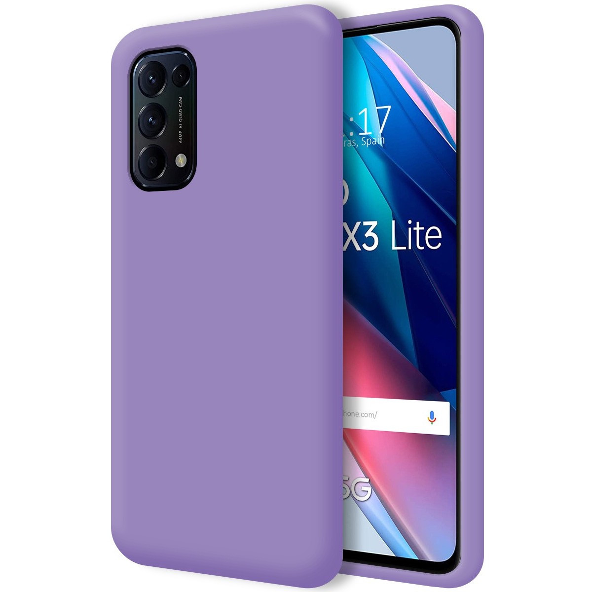 Funda Silicona Líquida Ultra Suave para Oppo Find X3 Lite 5G color Morada