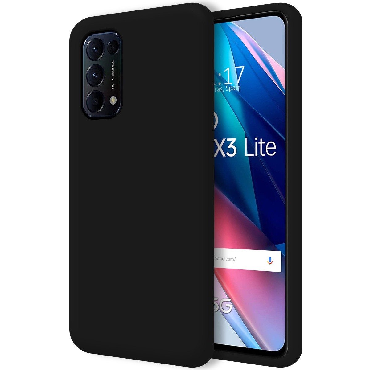 Funda Silicona Líquida Ultra Suave para Oppo Find X3 Lite 5G color Negra