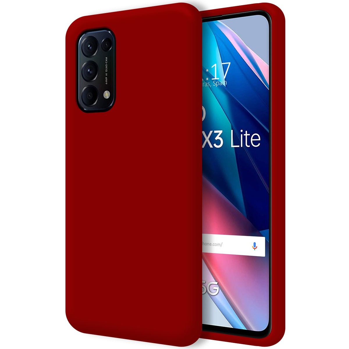 Funda Silicona Líquida Ultra Suave para Oppo Find X3 Lite 5G color Roja