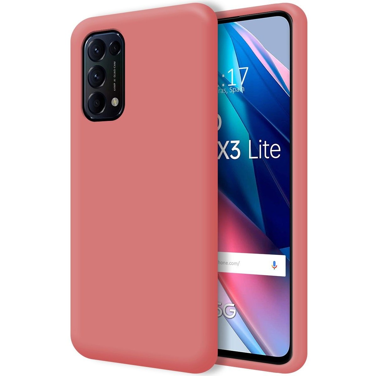 Funda Silicona Líquida Ultra Suave para Oppo Find X3 Lite 5G color Rosa