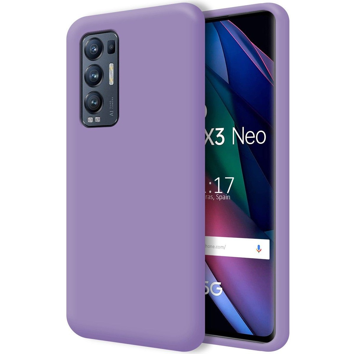 Funda Silicona Líquida Ultra Suave para Oppo Find X3 Neo 5G color Morada