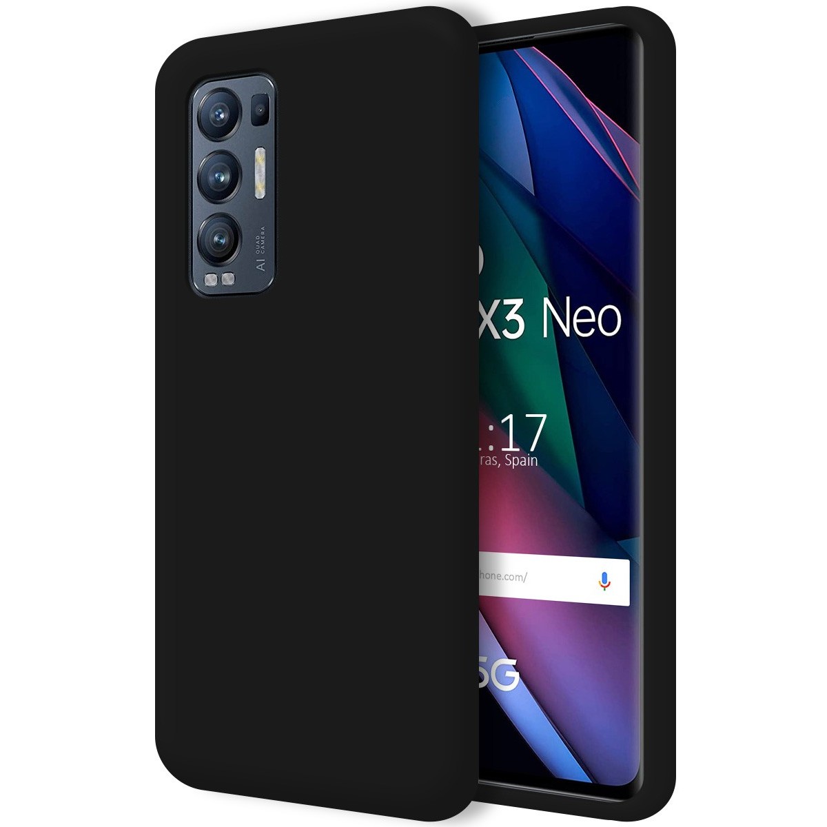 Funda Silicona Líquida Ultra Suave para Oppo Find X3 Neo 5G color Negra