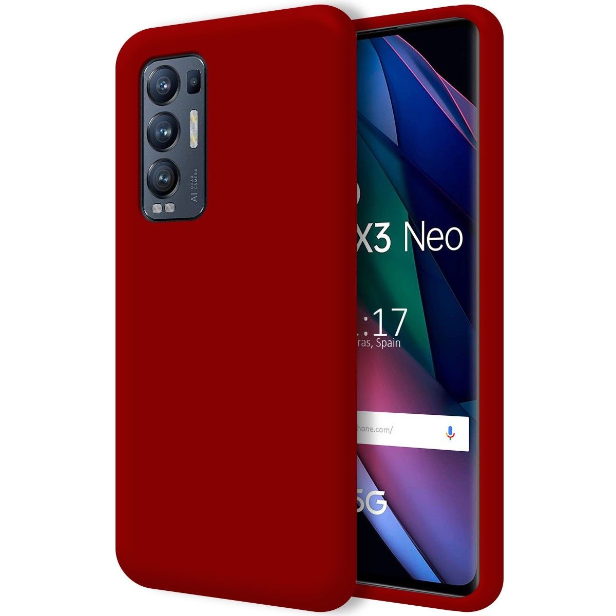 Funda Silicona Líquida Ultra Suave para Oppo Find X3 Neo 5G color Roja