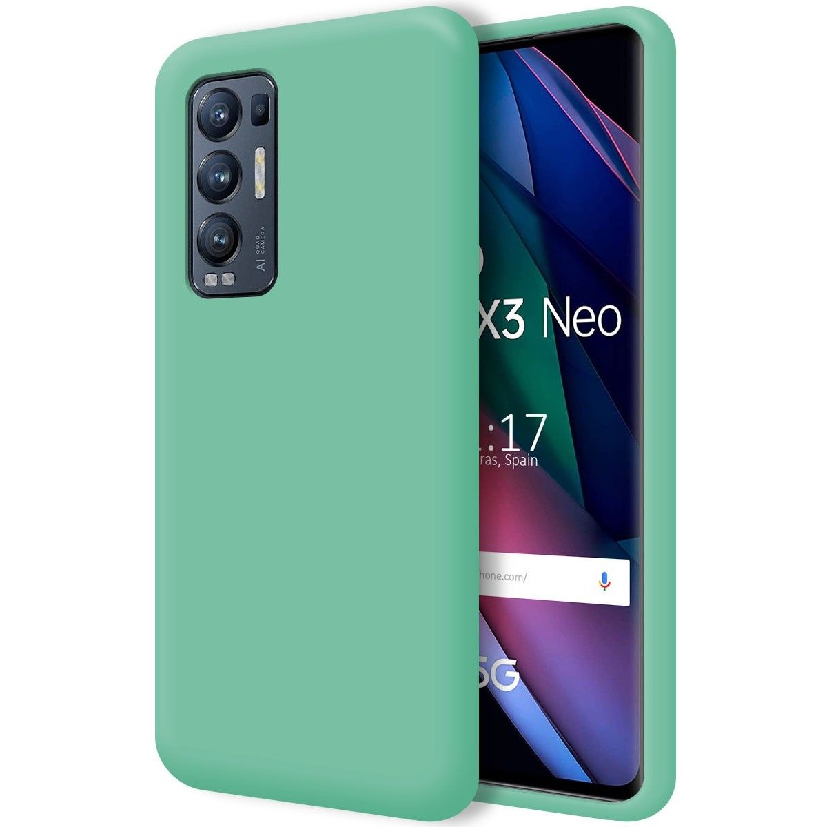 Funda Silicona Líquida Ultra Suave para Oppo Find X3 Neo 5G color Verde