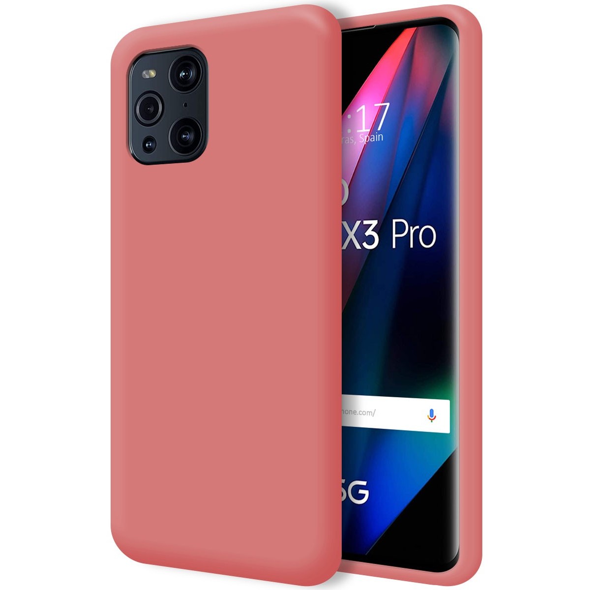 Funda Silicona Líquida Ultra Suave para Oppo Find X3 Pro 5G color Rosa