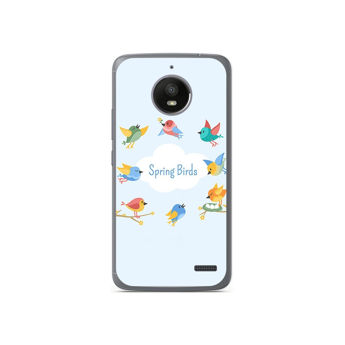 Funda Gel Tpu para Motorola Moto E4 Diseño Spring Birds Dibujos