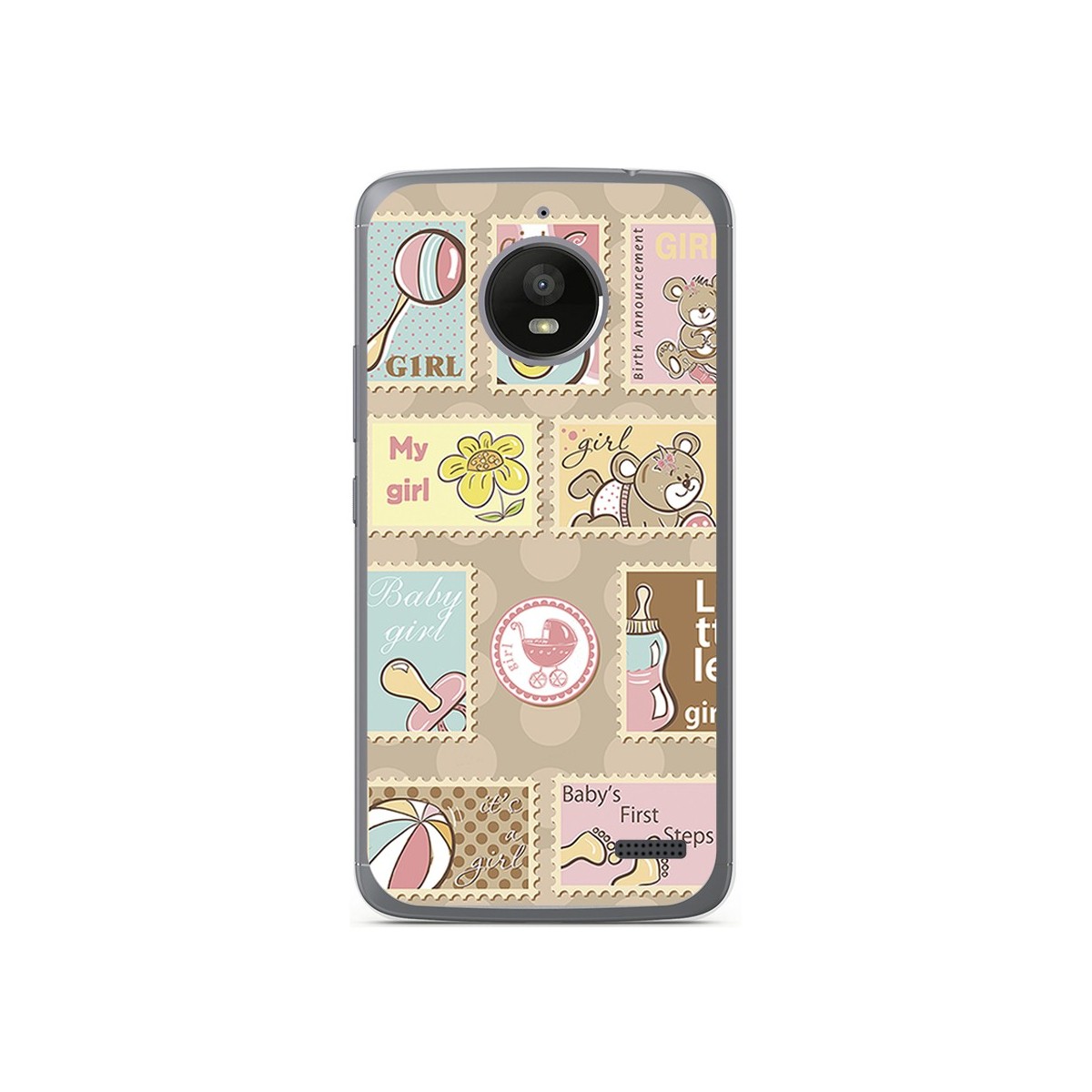 Funda Gel Tpu para Motorola Moto E4 Diseño Sellos Dibujos
