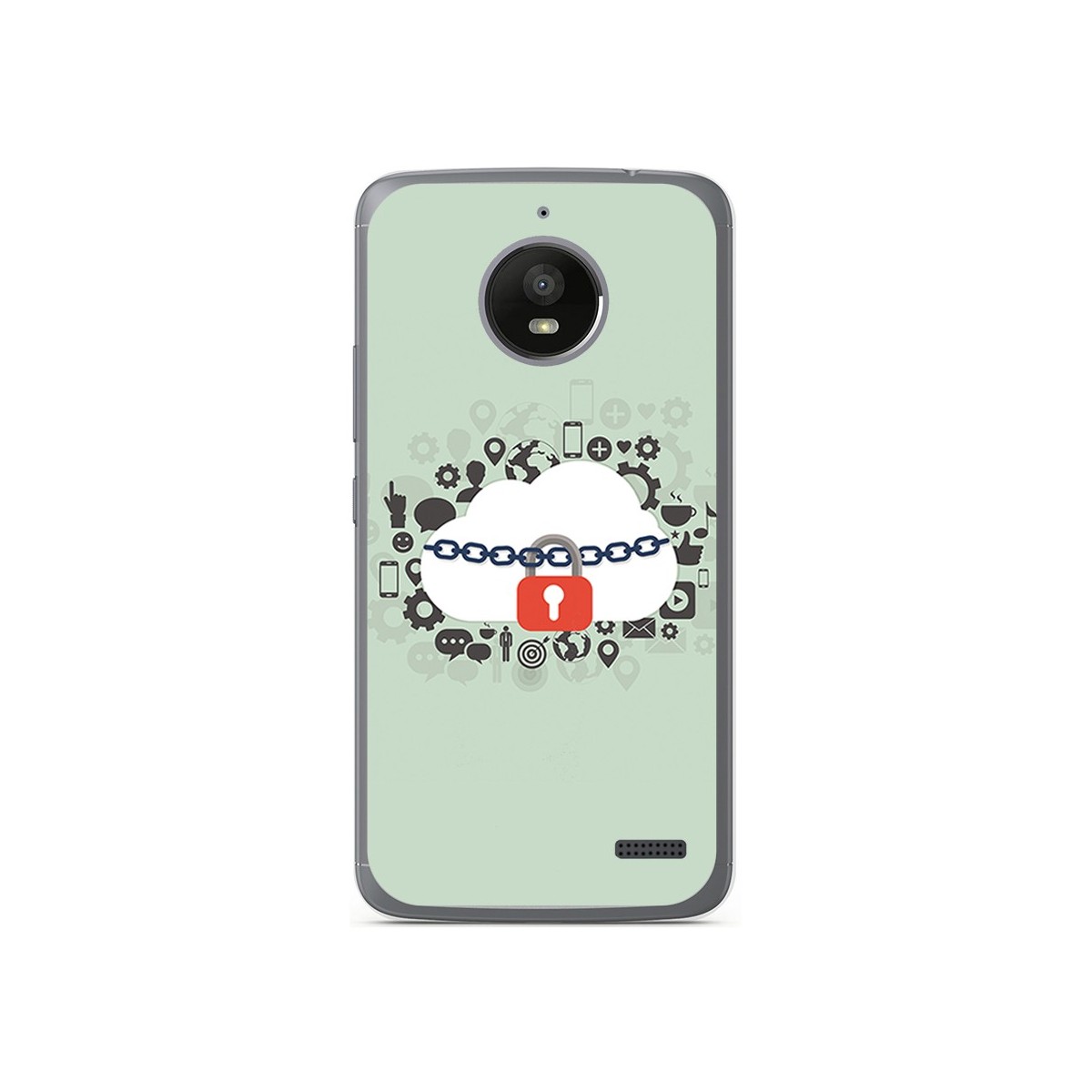 Funda Gel Tpu para Motorola Moto E4 Diseño Nube Dibujos