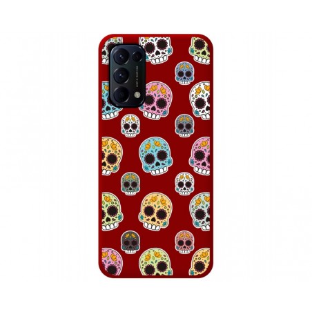 Funda Silicona Líquida Roja para Oppo Find X3 Lite 5G diseño Catrina Dibujos