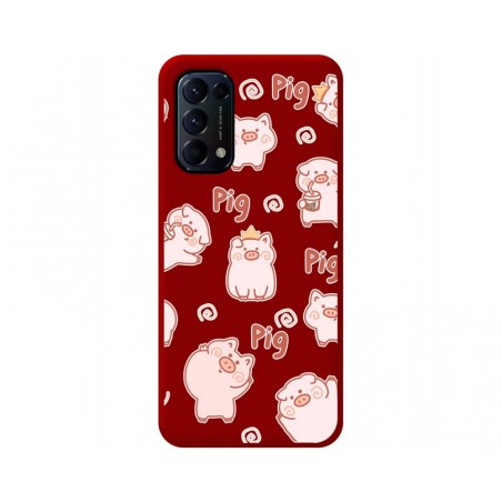 Funda Silicona Líquida Roja para Oppo Find X3 Lite 5G diseño Cerdos Dibujos