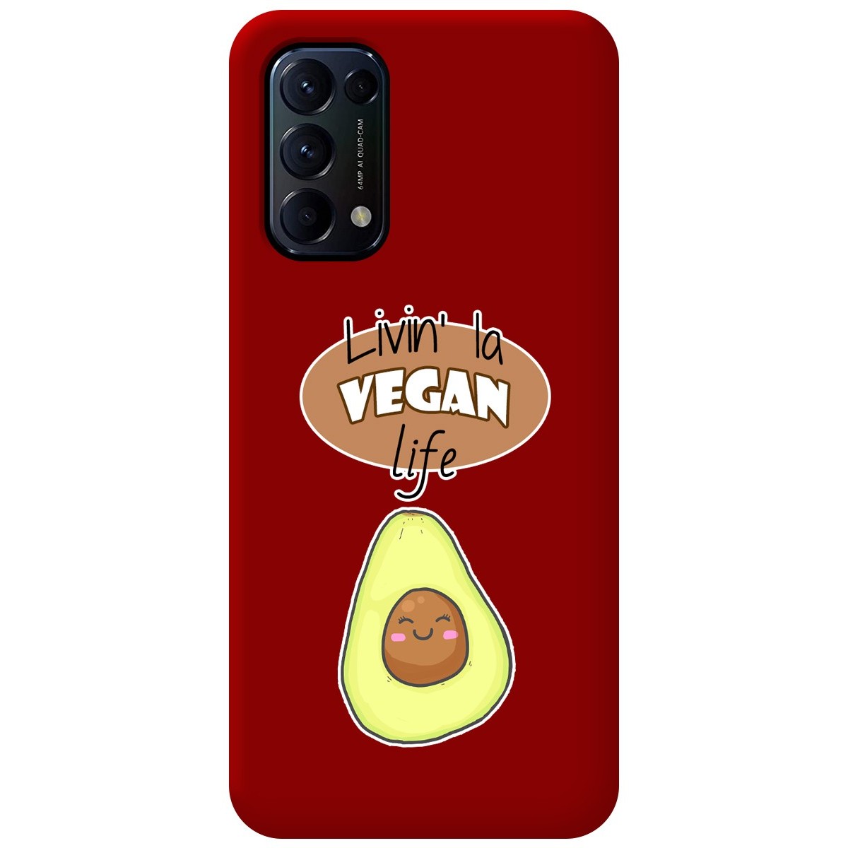 Funda Silicona Líquida Roja para Oppo Find X3 Lite 5G diseño Vegan Life Dibujos
