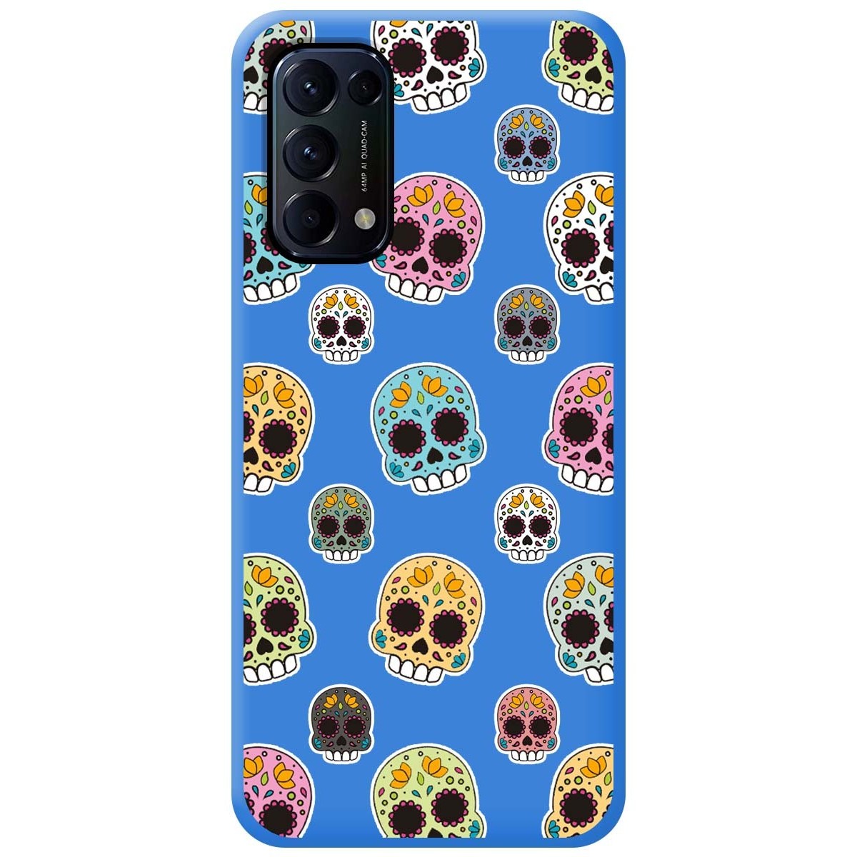 Funda Silicona Líquida Azul para Oppo Find X3 Lite 5G diseño Catrina Dibujos