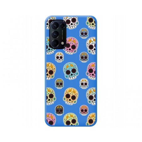 Funda Silicona Líquida Azul para Oppo Find X3 Lite 5G diseño Catrina Dibujos